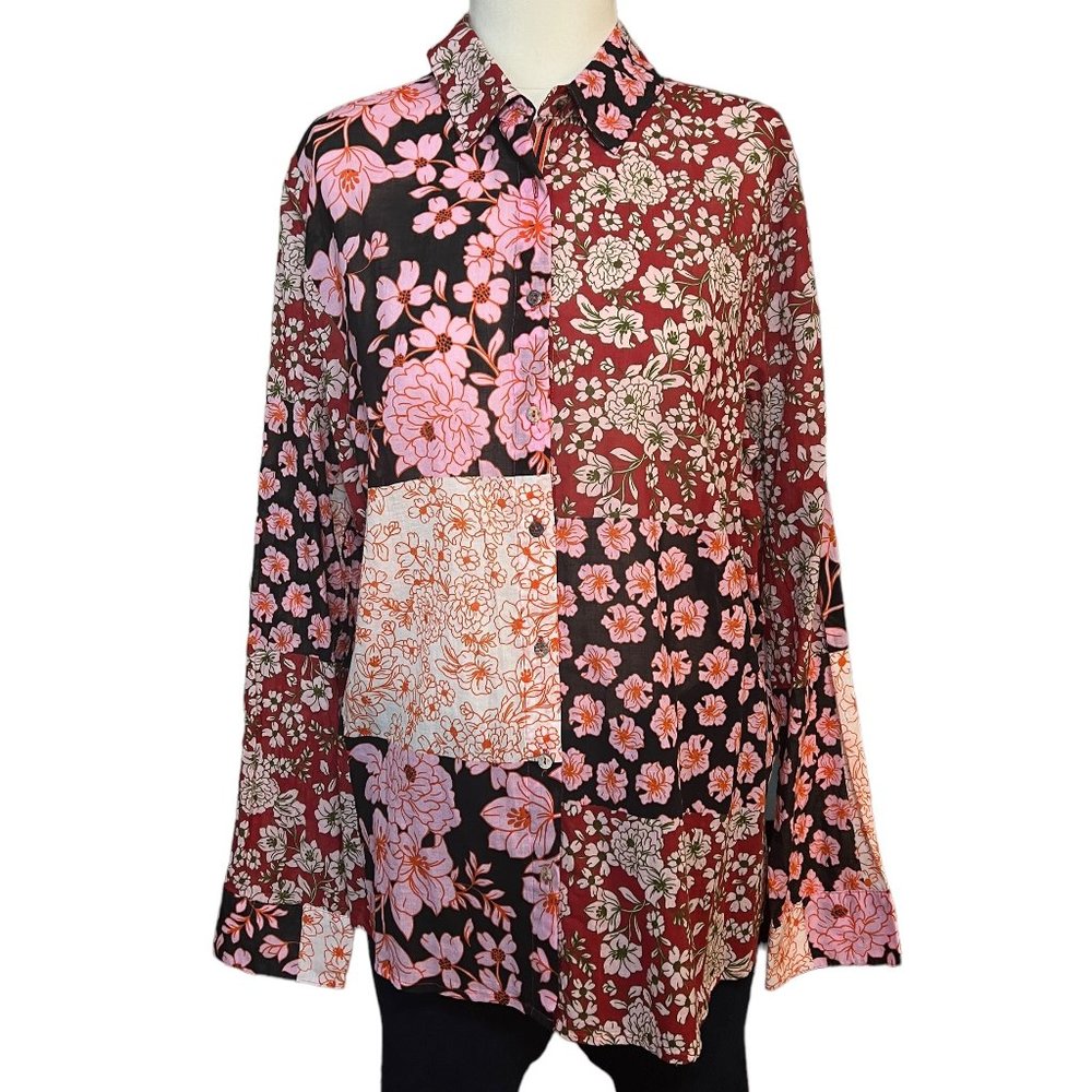 Johnny Was Flora Button Down Shirt Size Large